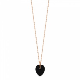 Collier Ginette NY Black Diamants Mini Onyx Heart Chaîne Or Rose