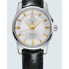 Montre Longines Conquest Heritage Auto Cadran Argenté Bracelet Cuir