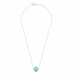 Collier Morganne Bello Friandise Trèfle Chaîne Or Blanc Amazonite