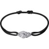 Bracelet Dinh Van Menottes R10 Or Blanc Diamants sur cordon.