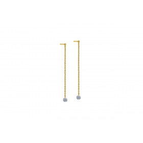 Boucles d'Oreilles Pendantes La Brune & La Blonde 360° Diamant 0.40 carat or jaune