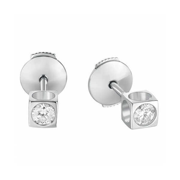 Puces d'Oreilles Dinh Van Le Cube Diamant, or blanc et diamants