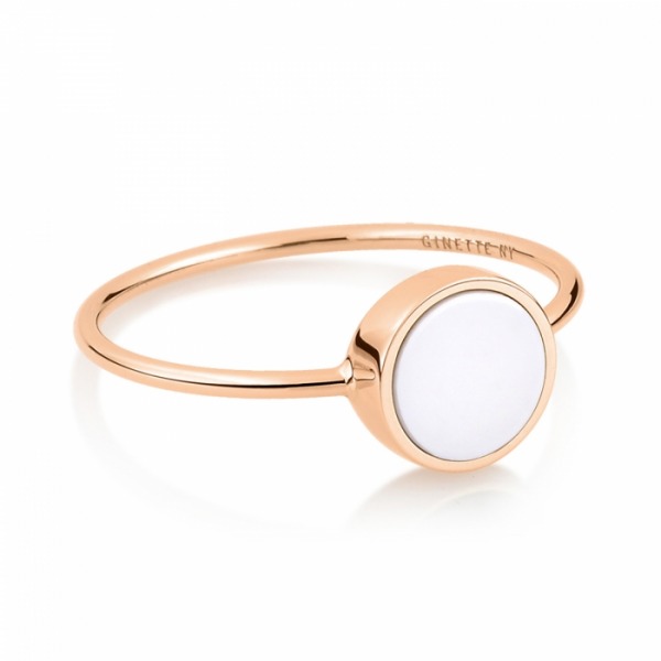 Bague Ginette NY Mini Ever White Agate Disc Ring