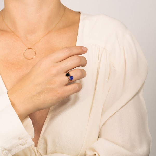 Bague Ginette NY Mini Ever Lapis Disc Ring