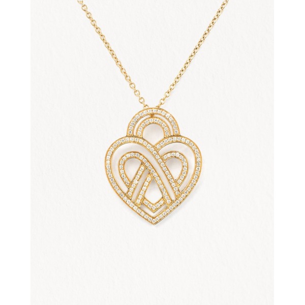 Collier Poiray Coeur Entrelacé Grand Modèle Or Jaune Et Diamants