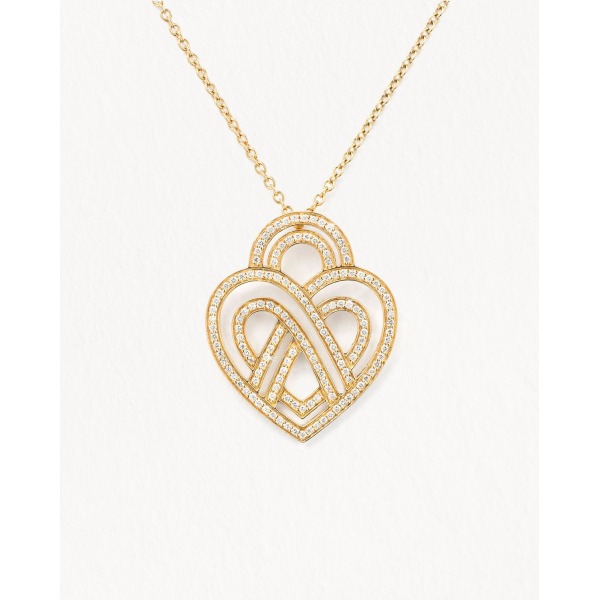 Collier Poiray Coeur Entrelacé Grand Modèle Or Jaune Et Diamants