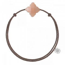 Bracelet Morganne Bello Cordon Taupe Baroque Pierre de Lune Pêche