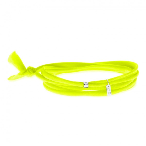 Bracelet Gresy's Sunny 1 diamant, argent rhodié Jaune Fluo