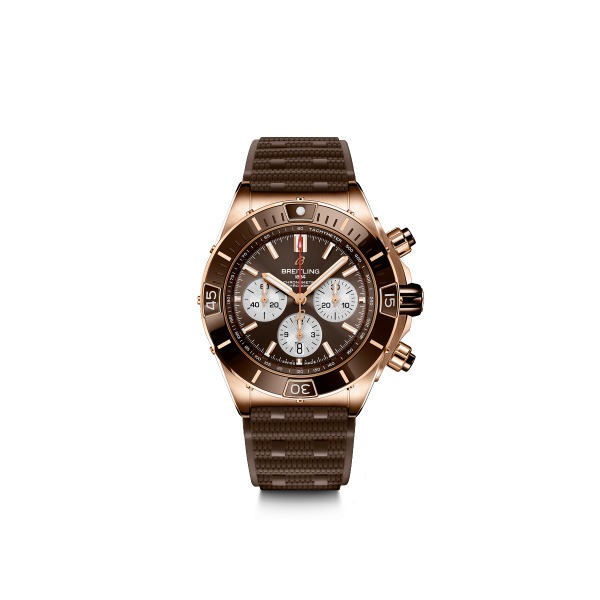 Montre Breitling Super Chronomat B01 44 Bracelet Caoutchouc Cadran Marron