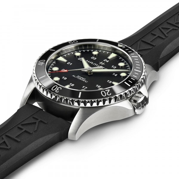 Montre Hamilton Khaki Navy Scuba Auto Cadran Noir Bracelet Caoutchouc 43mm