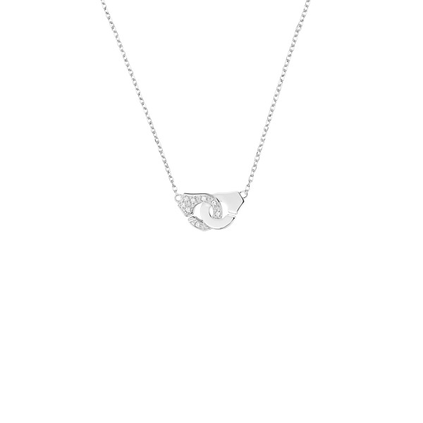 Collier Menottes Dinh Van R8  1/2 Diamants or blanc sur chaîne