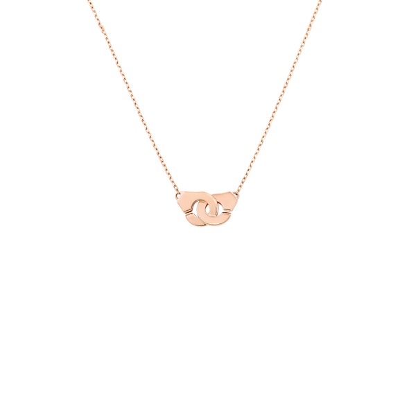 Collier Menottes Dinh Van R8  or rose sur chaîne