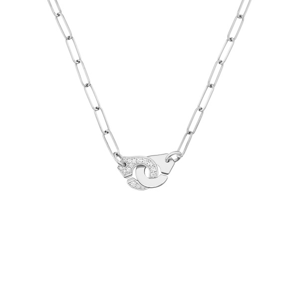 Collier Dinh Van Menottes R10 1/2 diamants or blanc sur chaîne