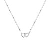 Collier Dinh Van Double Coeurs R9 Or Blanc & 1/2 Diamants sur Chaîne