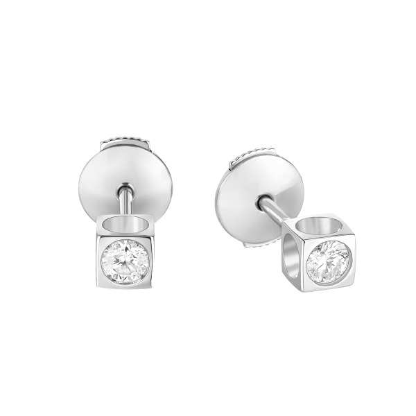 Puces d'Oreilles Dinh Van Le Cube Diamant, or blanc et diamants