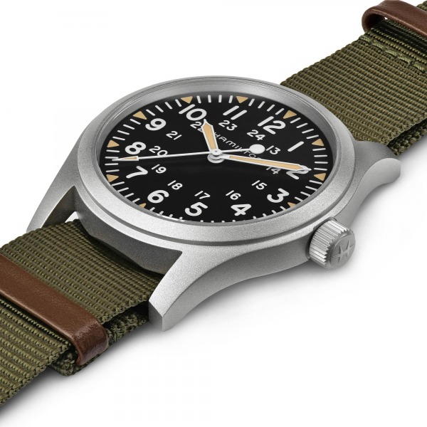 Montre Hamilton Khaki Field Mechanical Cadran Noir Bracelet Nato Vert