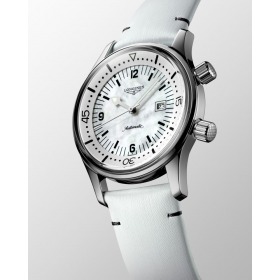 Montre Longines Legend Diver Auto Cadran Blanc Bracelet Cuir