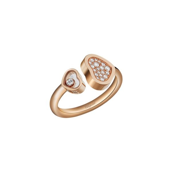 Bague Chopard Happy Hearts Or Rose & Pavage Diamants