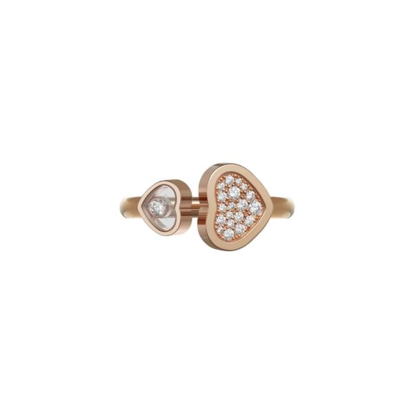 Bague Chopard Happy Hearts Or Rose & Pavage Diamants