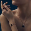 Bracelet Happy Hearts Jonc Or Rose Diamant & Onyx