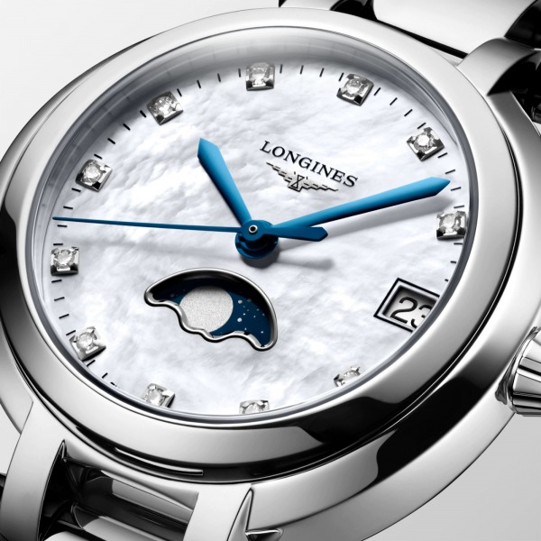 Montre Longines PrimaLuna Acier Cadran Nacré Serti