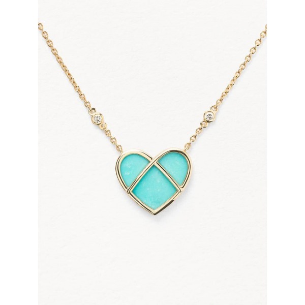 Collier Poiray L'attrape-cœur Or Jaune & Turquoise Moyen Modèle