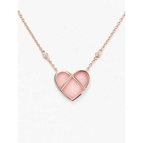 Collier Poiray L'attrape-cœur Or Rose & Opale Rose Moyen Modèle