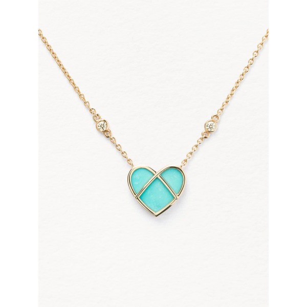 Collier Poiray L'attrape-cœur Or Jaune & Turquoise Petit Modèle