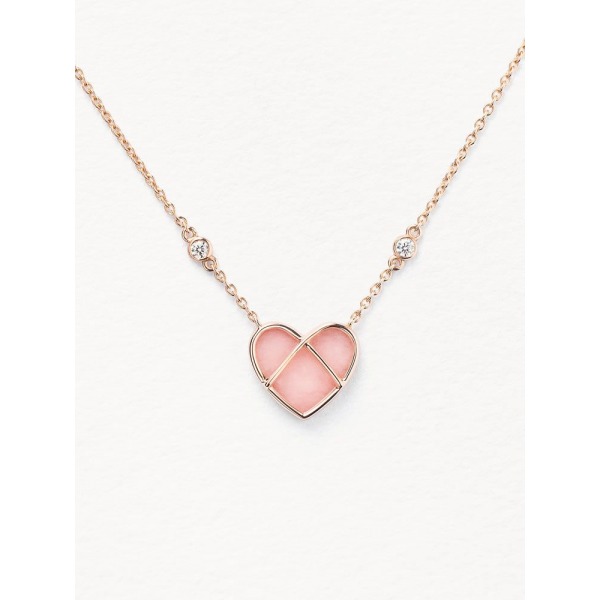 Collier Poiray L'attrape-cœur Or Rose & Opale Rose Petit Modèle