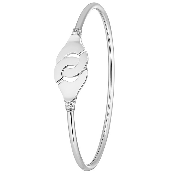 Bracelet Menottes Dinh Van R12 Or Blanc Sertis De Diamants