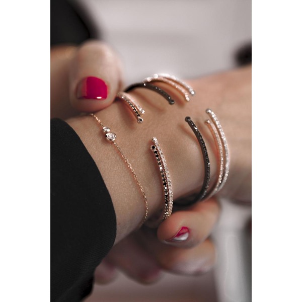 Bracelet Duchesse jonc avec diamants 0.91 carat en serti griffe or rose
