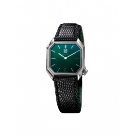 Montre MARCH LA.B Mansart Electric Forest cadran laqué vert bracelet Lézard noir