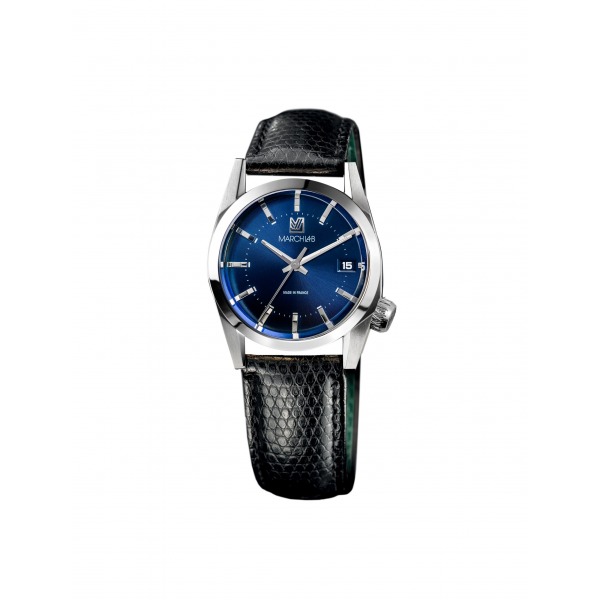 Montre MARCH LA.B AM69 Electrique Cadran Ocean Bracelet Lézard Noir