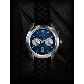 Montre MARCH LA.B Agenda Supra Automatique Cadran Navy Bracelet Buffle Noir