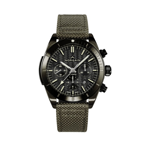 Montre Norqain Adventure Sport Chrono Bracelet Kaki Nordura Cadran Noir