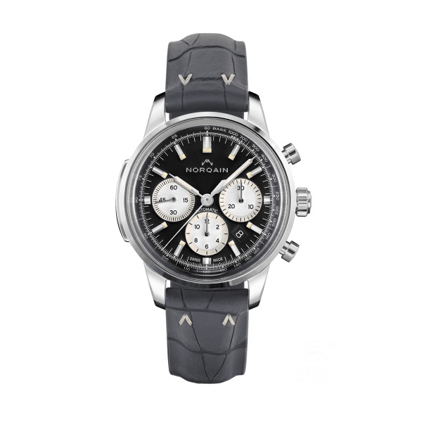 Montre Norqain Freedom 60 Chrono Bracelet Crocodile Gris Cadran Noir