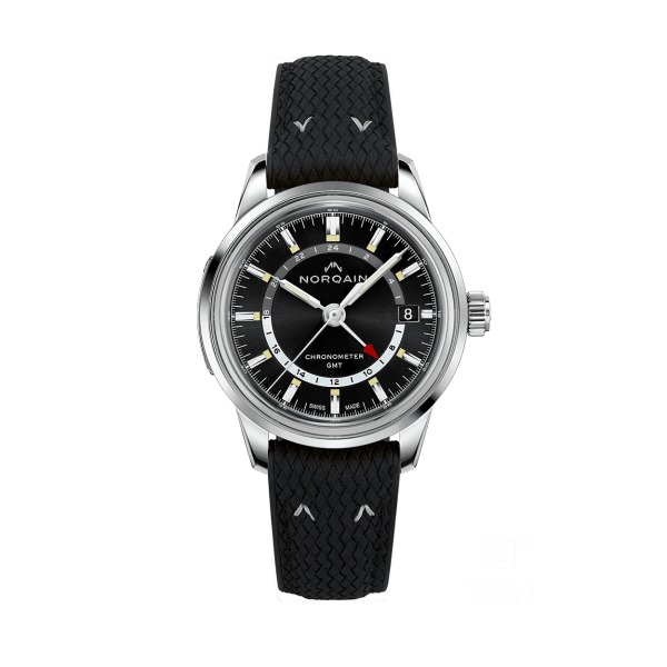 Montre Norqain Freedom 60 GMT Bracelet Caoutchouc Perlon Cadran Noir