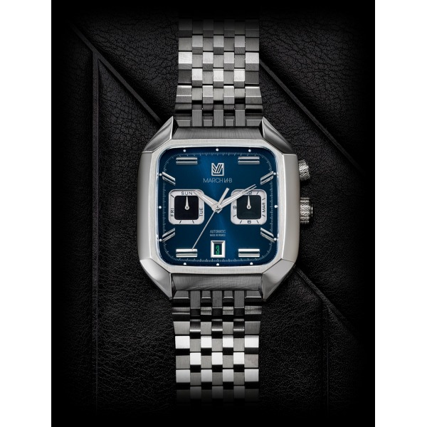 Montre MARCH LA.B AM2 Calendar Automatique Cadran Ocean Bracelet Acier
