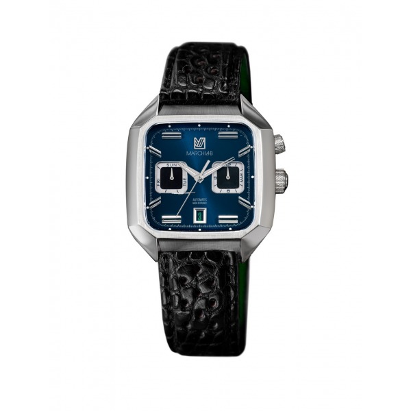 Montre MARCH LA.B AM2 Calendar Automatique Cadran Ocean Bracelet Alligator Perforé Noir