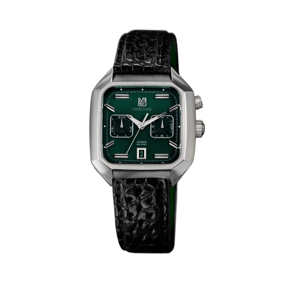 Montre MARCH LA.B AM2 Calendar Automatique Cadran Grall Bracelet Alligator Perforé Noir