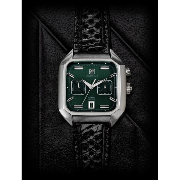 Montre MARCH LA.B AM2 Calendar Automatique Cadran Grall Bracelet Alligator Perforé Noir