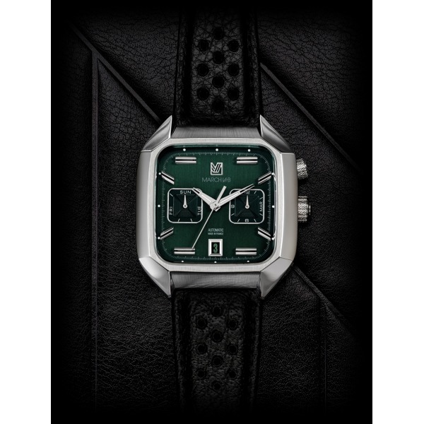 Montre MARCH LA.B AM2 Calendar Automatique Cadran Grall Bracelet Buffle Perforé Noir