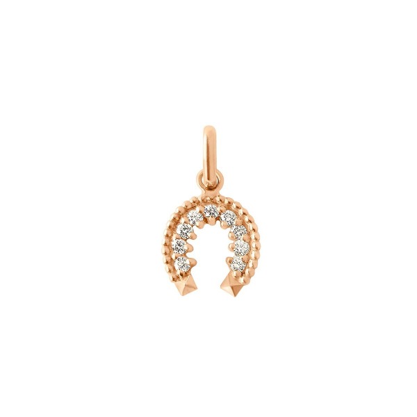 Pendentif gigi CLOZEAU Fer à cheval Or Rose & Diamants