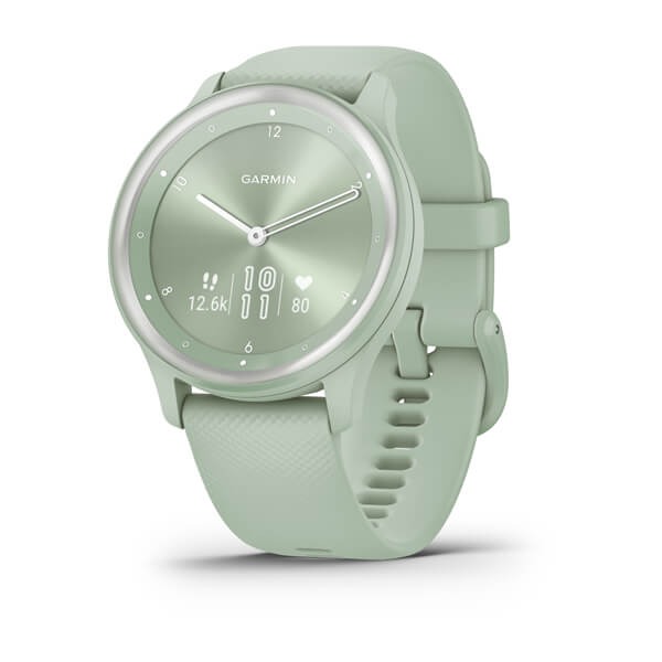 Montre Garmin Vivomove Sport Silver Bracelet Vert d'Eau