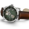 Montre Hamilton Jazzmaster Open Heart Auto Cadran Vert Bracelet Cuir