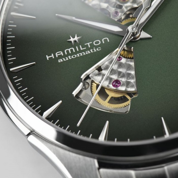 Montre Hamilton Jazzmaster Open Heart Auto Cadran Vert Bracelet Acier