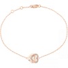 Bracelet Sur Chaîne Double Cœurs R10 Dinh Van Or Rose & Diamants