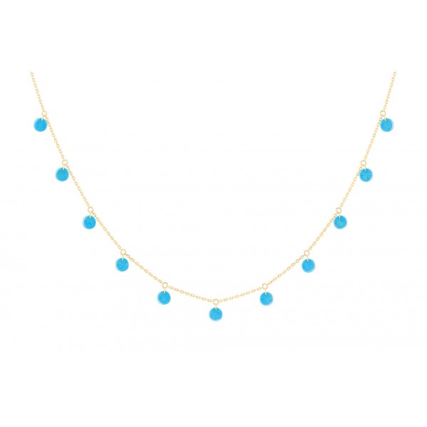 Collier La Brune & La Blonde Polka 11 Turquoise Or Jaune