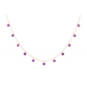 Collier La Brune & La Blonde Polka 11 Lépidolite Or Rose