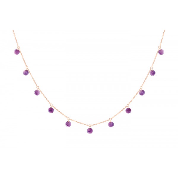 Collier La Brune & La Blonde Polka 11 Lépidolite Or Rose